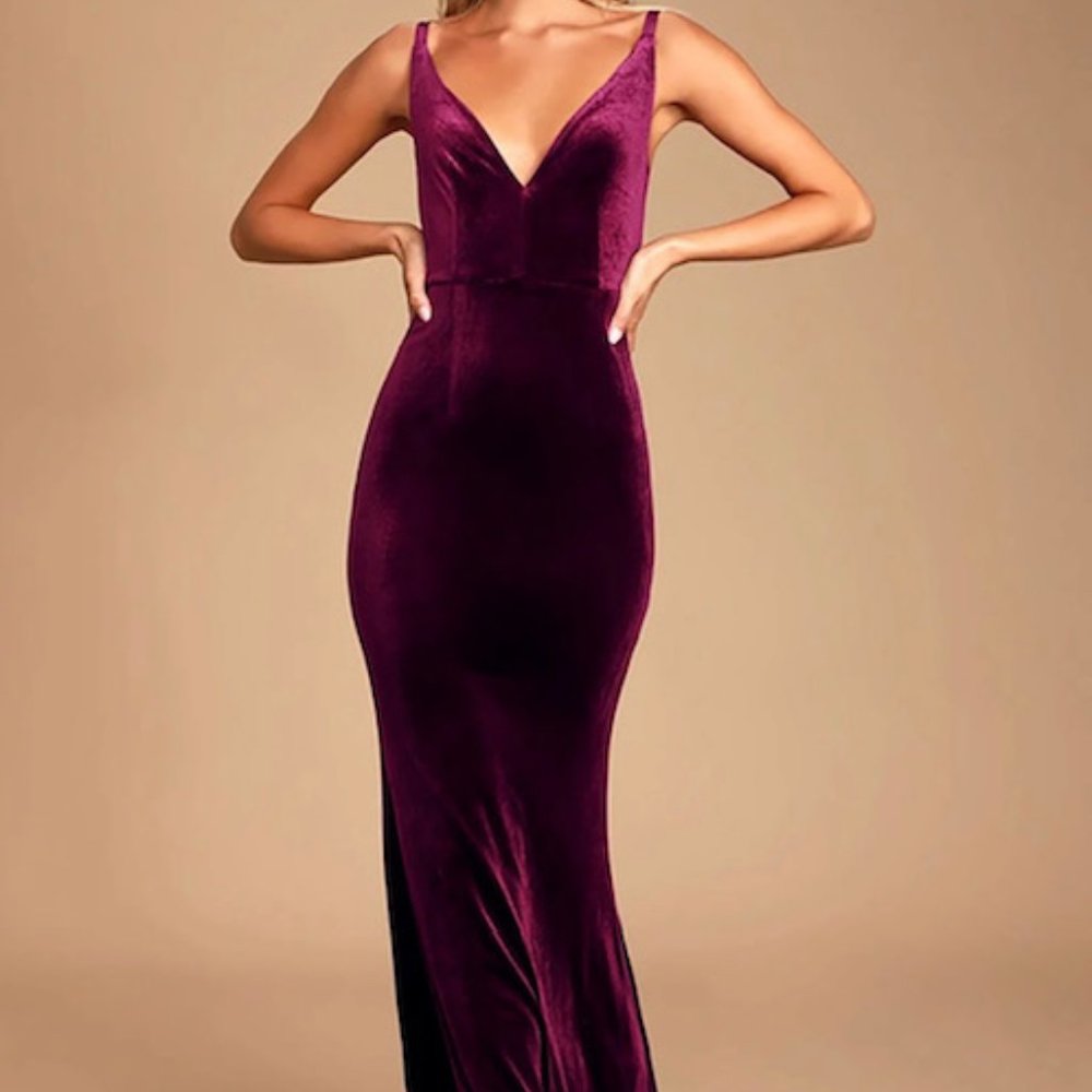 Lulu's Plum Velvet Maxi Dress